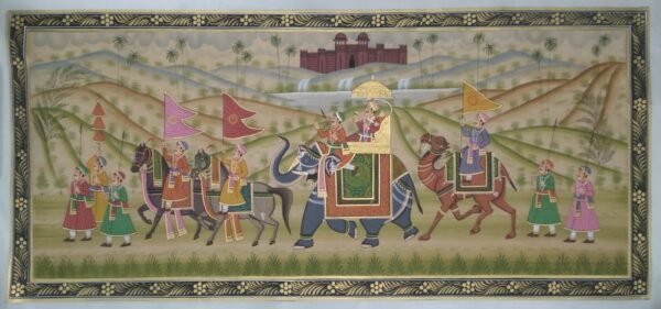 Rajasthani Royal Procession - rajasthani painting - Dharmendrayati - 116