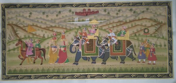 rajasthani royal procession - rajasthani painting - Dharmendrayati - 117