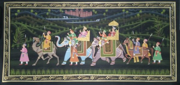 rajasthani royal procession - rajasthani painting - Dharmendrayati - 118