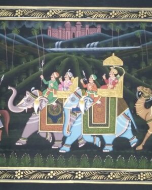 rajasthani royal procession - rajasthani painting - Dharmendrayati - 119