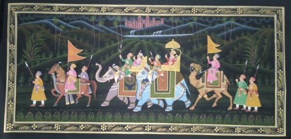 rajasthani royal procession - rajasthani painting - Dharmendrayati - 119