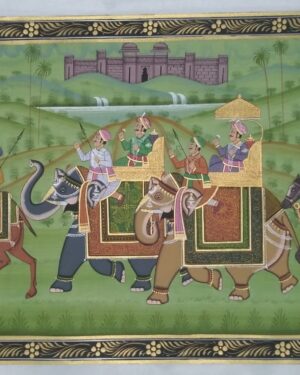 rajasthani royal procession - rajasthani painting - Dharmendrayati - 121