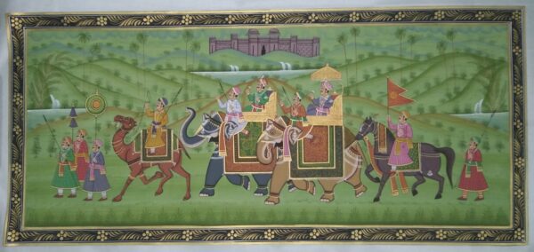 rajasthani royal procession - rajasthani painting - Dharmendrayati - 121