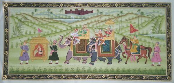 rajasthani royal procession - rajasthani painting - Dharmendrayati - 122