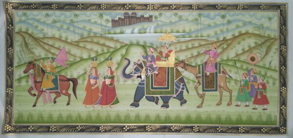 rajasthani royal procession - rajasthani painting - Dharmendrayati - 123