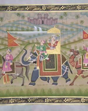 rajasthani royal procession - rajasthani painting - Dharmendrayati - 125