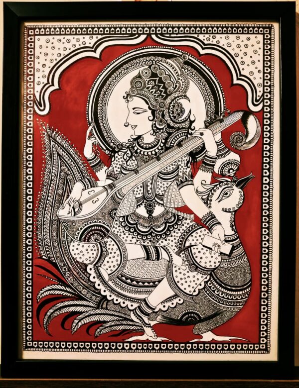 Devi Saraswati Kalamkari Painting Naresh Maghwal 02
