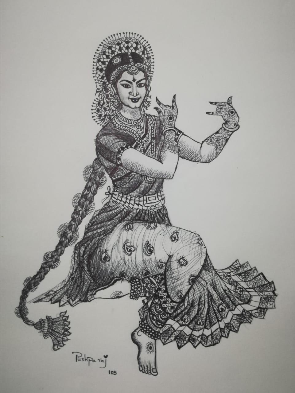 Kuchipudi dancer - Indian Art (21 x 30 cms) - International Indian ...