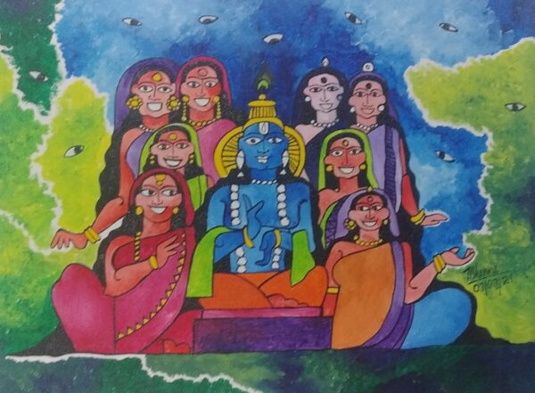 Krishna with his Wives - Indian art - Tushar Sharma - 06