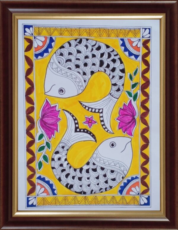 Fishes - Madhubani Painting - Reena Choudary - 03