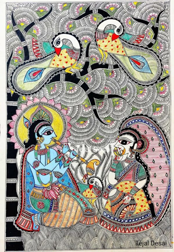 Radha Krishna - Madhubani painting - Tejal Desai - 01
