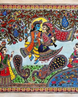 Radha Krishna on a Swing - Madhubani painting - Tejal Desai - 05