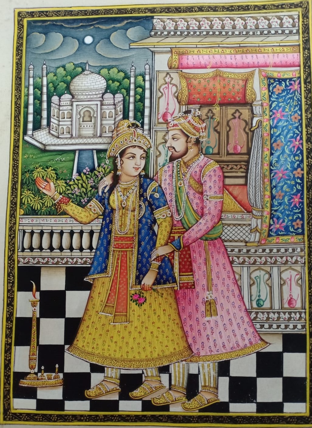 Shah Jahan and Mumtaz -Rajasthani Miniature Painting (7