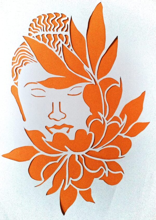 Buddha in Orange Sanjhi art Abhay Mastram 06