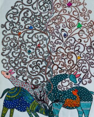 Family of Deer - Gond painting - Shikha Trivedi - 01