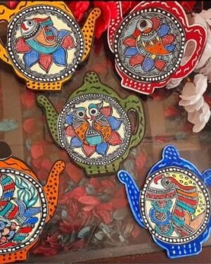 Handpainted tea coaster - Indian handicraft - Madhubani art - 02