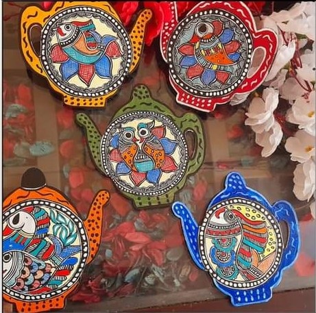 Handpainted tea coaster - Indian handicraft - Madhubani art - 02