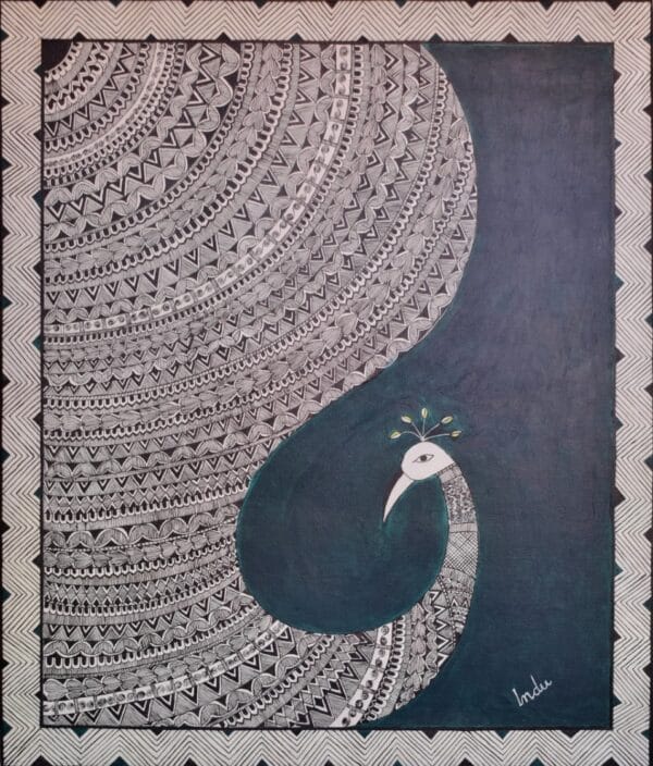 Peacock - Madhubani painting - Indu Mishra - 02