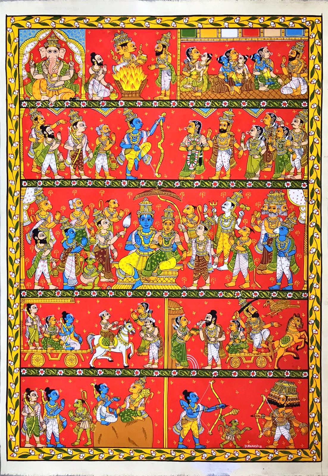 Ramayana Story, Cheriyal Scroll Painting - Size (2 feet x 3 feet ...