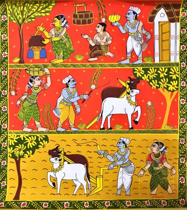 Village Story Cheriyal Scroll Painting Rakesh 03