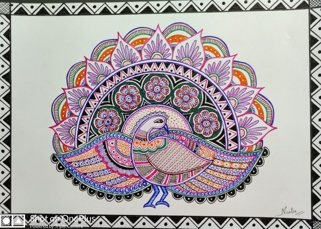 Peacock Pen artwork - International Indian Folk Art Gallery