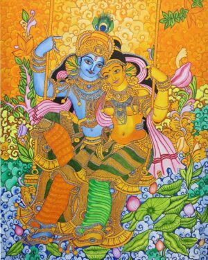 Divine Love _ Radha Krishna - Kerala Mural - Mini Rastogi - 03