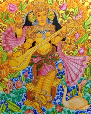 Goddess Saraswati - Kerala Mural - Mini Rastogi - 11