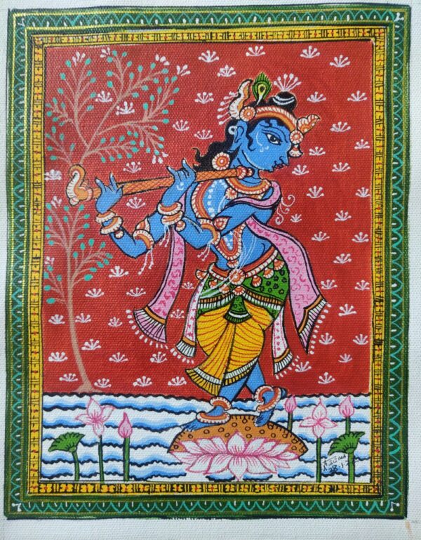 Krishna, the Flute Player - Pattachitra painting - Seema -10