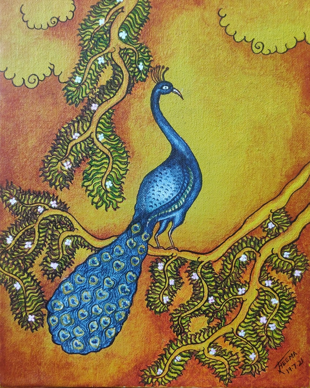 Peacock on the Tree - Kerala Mural (8