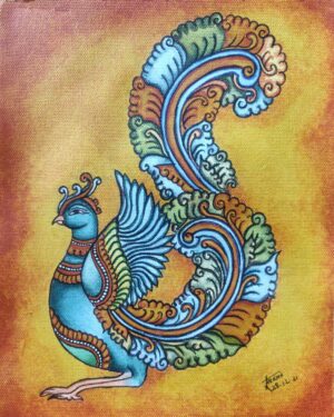 Stylised Peacock - Kerala Mural painting - Seema - 07