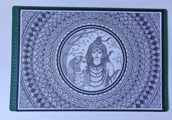 Lord Shiva with Parvati Mandala painting - Snehlata - 14