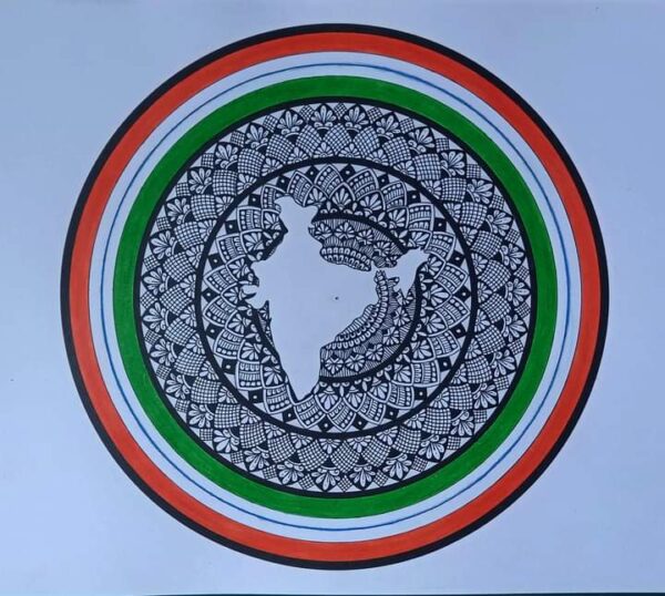 India with tri-colour Mandala painting - Snehlata - 15