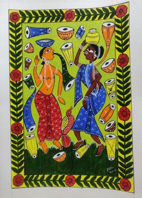 Dancing couple - Santhal Art - Seema - 03
