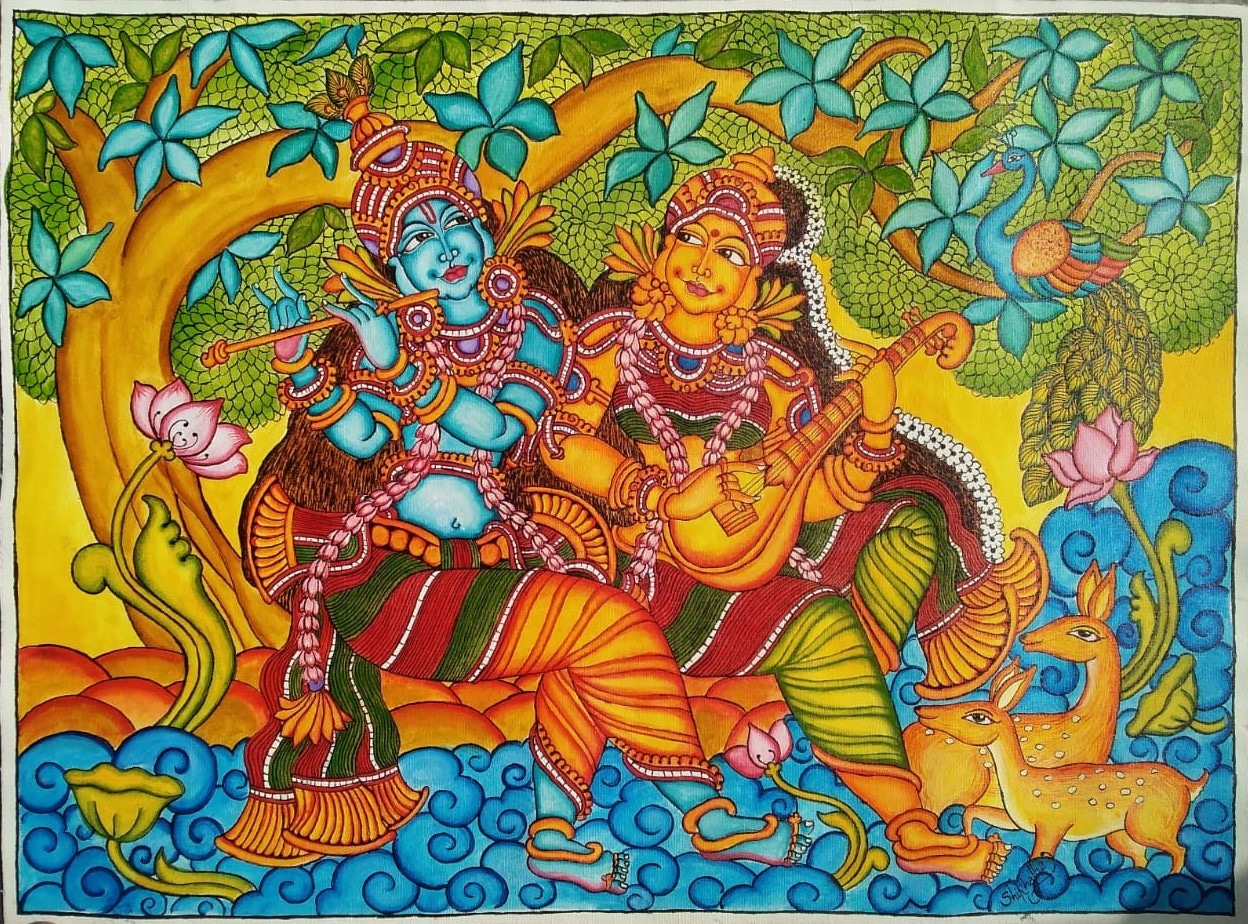 Radha Krishna #3 - Kerala Mural painting (30