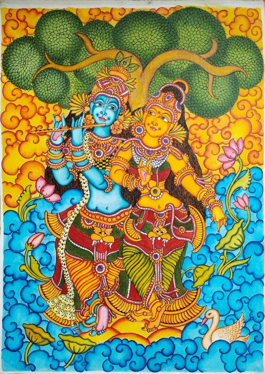 Radha Krishna #2 - Kerala Mural painting (30