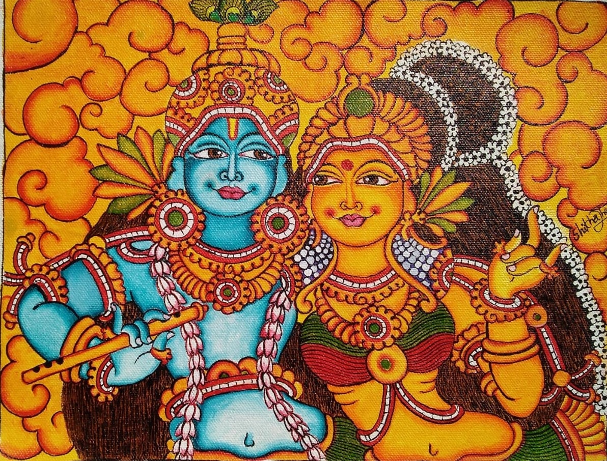 Radha Krishna #1 - Kerala Mural painting (11