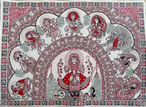 Mahishasur mardini aur Navdurga - Madhubani painting - Jaya Tiwari - 02
