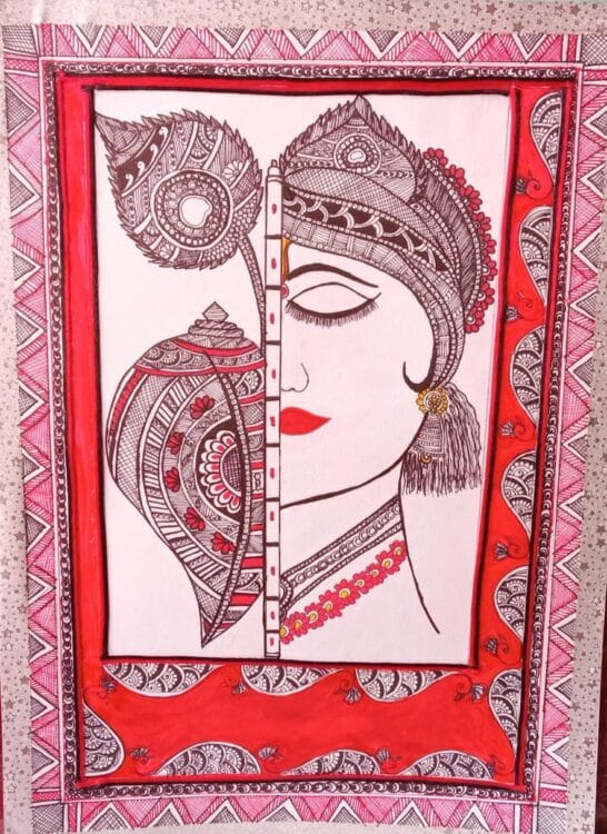 Lord Krishna - Madhubani painting (30cm x 42cm) - International Indian ...