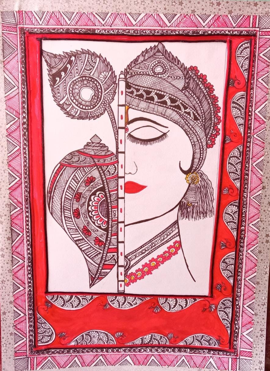 Lord Krishna - Madhubani painting (30cm x 42cm) - International ...