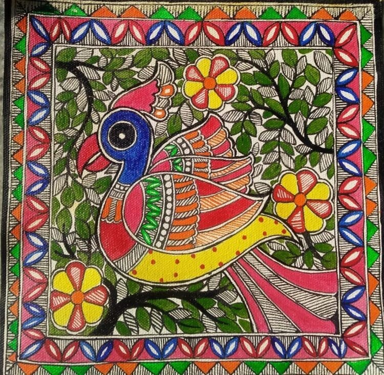 Bird - Madhubani painting (9