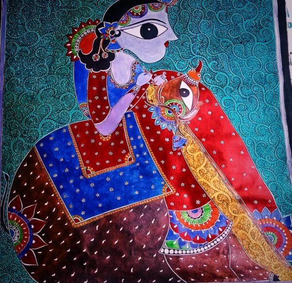 Krishna and his calf - Mithila art - Surendra paswan - 02
