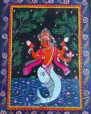 Matsya Avatar - Pattachitra painting - Madhavi - 01