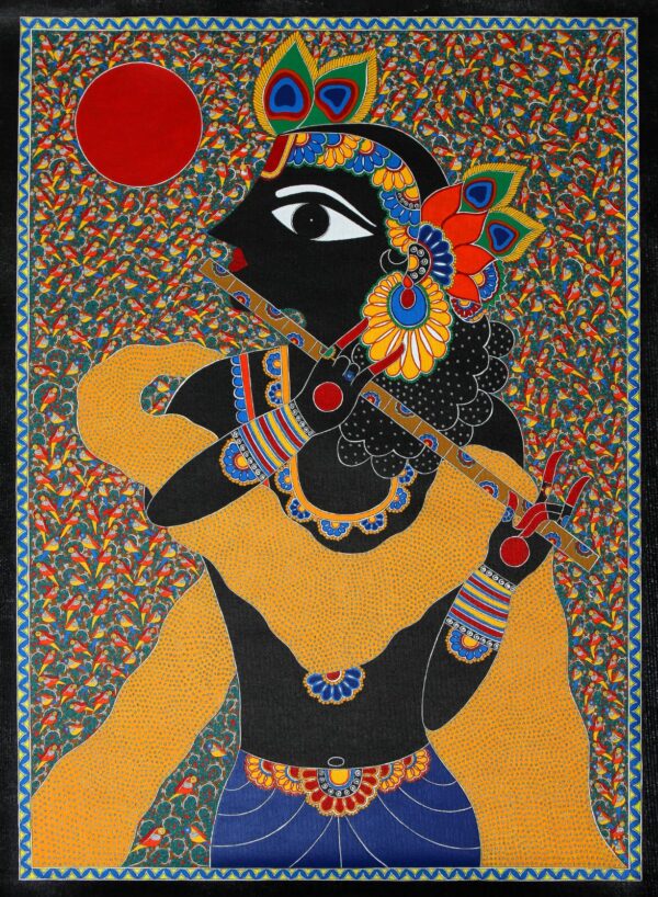 Krishna - Madhubani painting - Renu Singh