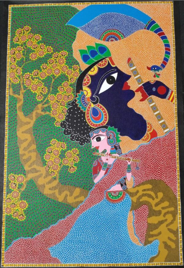 Radha Krishna - Madhubani painting - Renu Singh