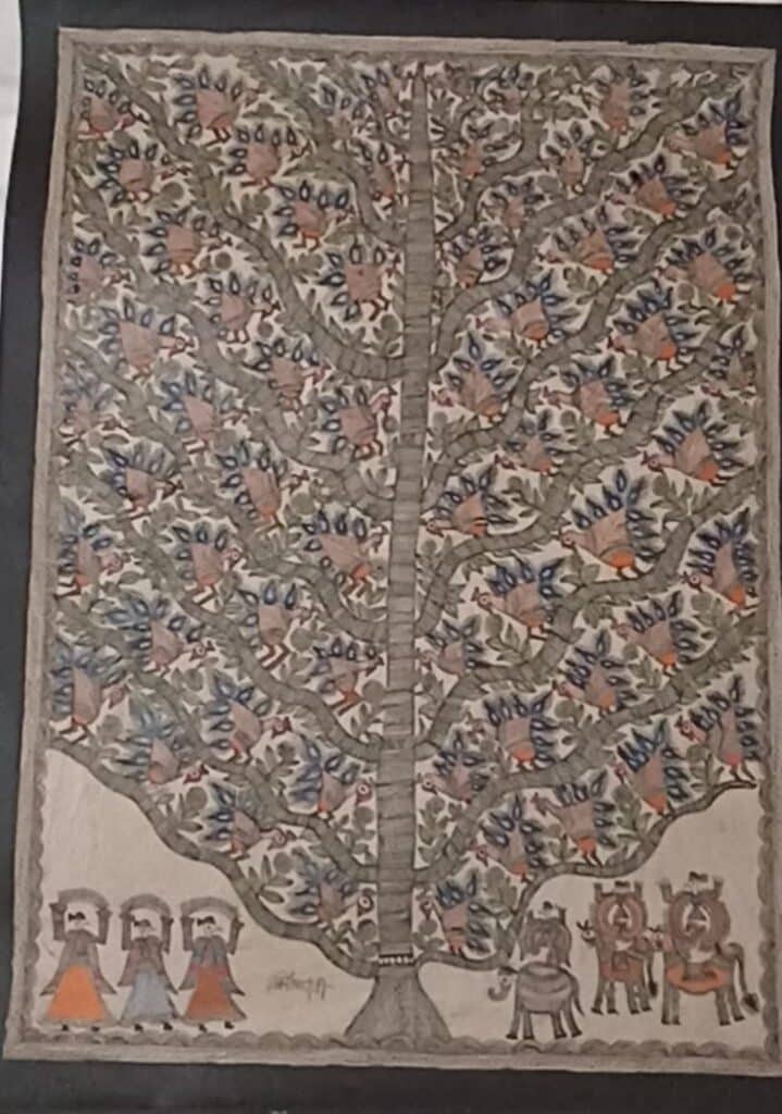 Tree Of Life 1 Madhubani Painting 22 X 30 International Indian   Raja Salhesh And Tree Of Life Madhubani Painting Urmila Devi 719x1024 