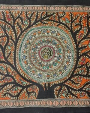 Tree of Life and Mandala - madhubani painting - Urmila Devi