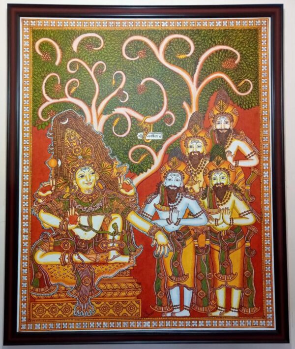 Lord Dakshinumurthy with four Sanakadi Rishis - Kerala Mural - Shivadas - 01