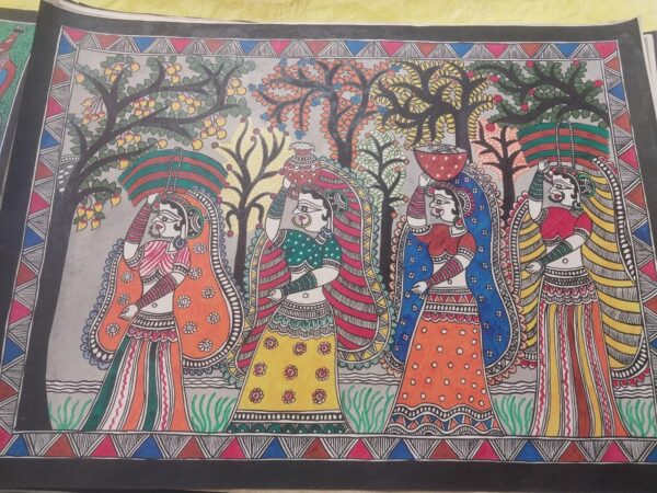 Village Theme - Madhubani painting - Laxmikumari - 02