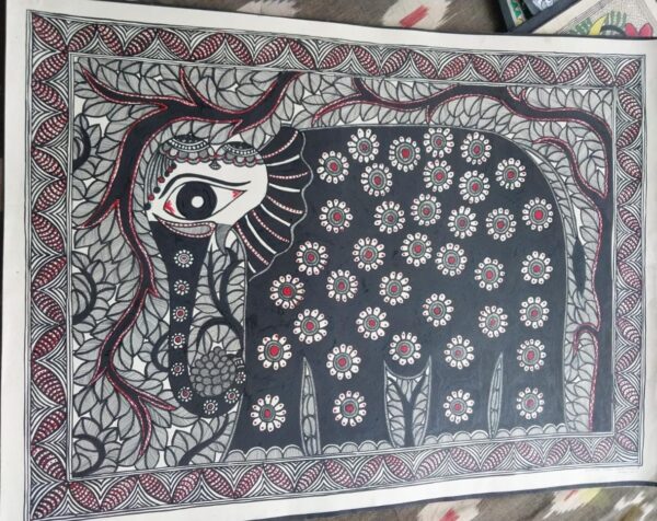 Elephant - Madhubani painting - Laxmikumari - 03