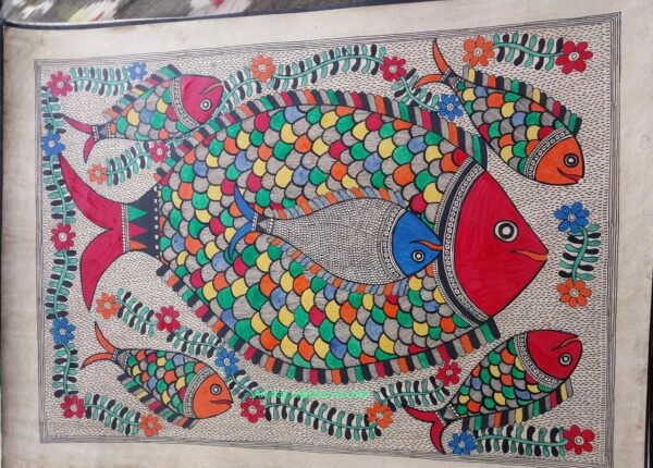 Fish Family - Madhubani painting - Laxmikumari - 05